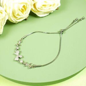 Brand New Silver Rhinestone Ribbon Bracelet